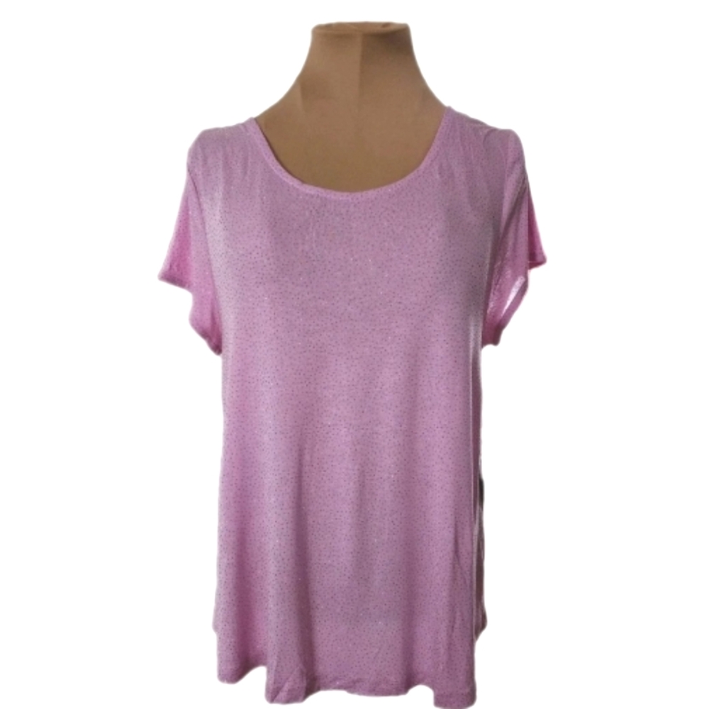 NWT Jennifer Lopez 100%‎ Rayon Glittery Pink Blouse Women's PL